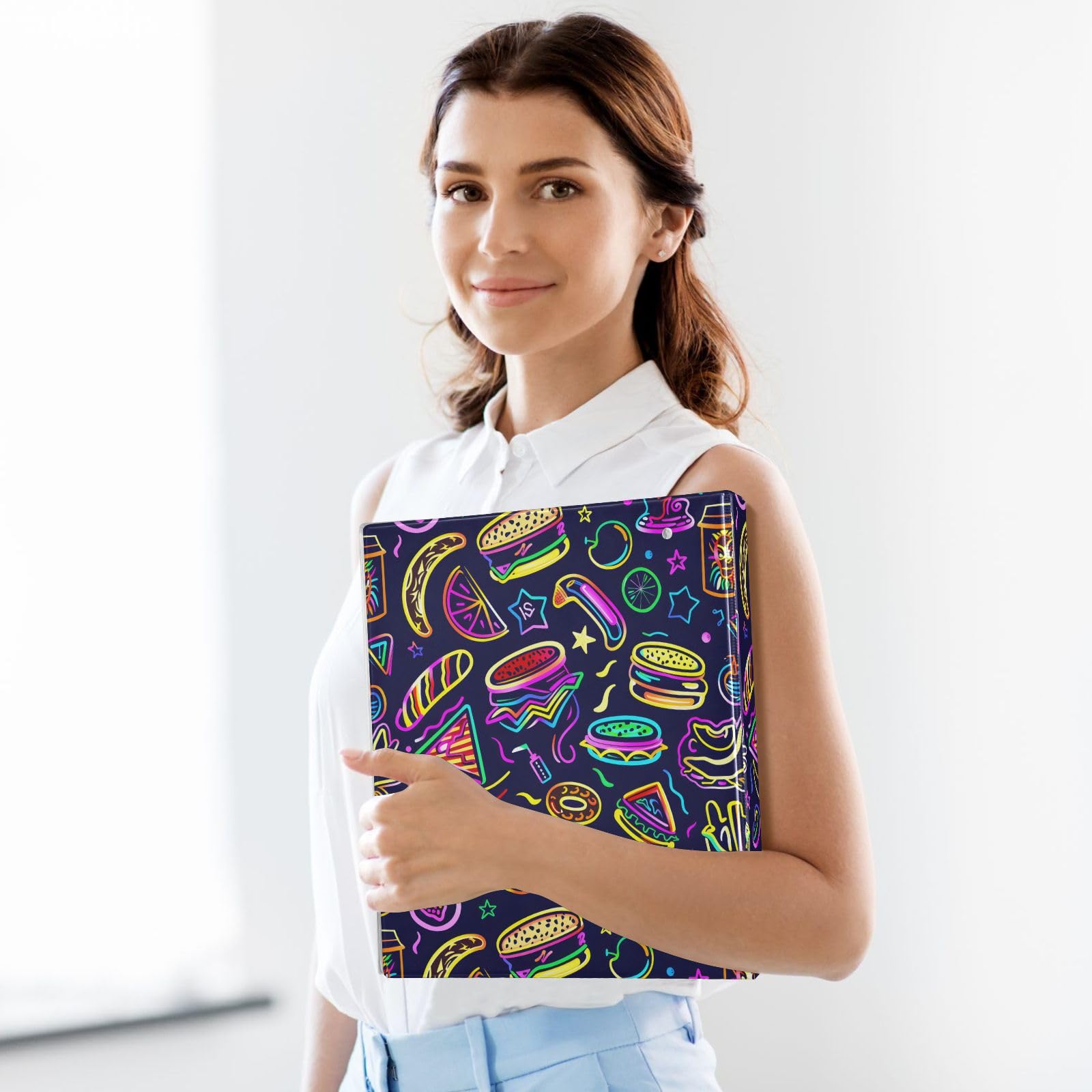 American Neon - Raccoglitore a 3 anelli, 3,8 cm, contiene 200 fogli con 3 tasche interne in PVC trasparente, per scuola e ufficio