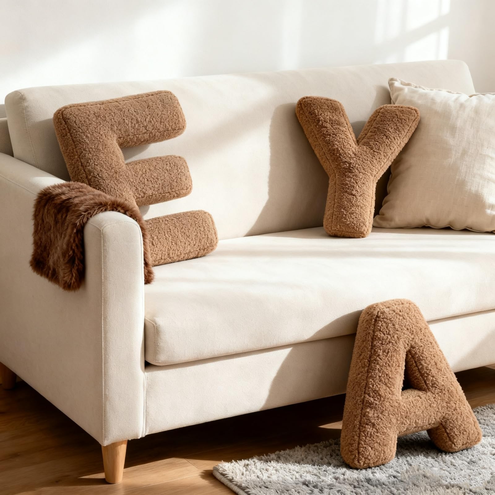 Generisch Buchstabenkissen, 40x35x10 cm Plüsch Buchstaben Kissen, Kinderzimmer Buchstabekissen, Dekokissen Kopfkissen für Sofa, Schlafzimmer, Wohnzimmerdekor (J)