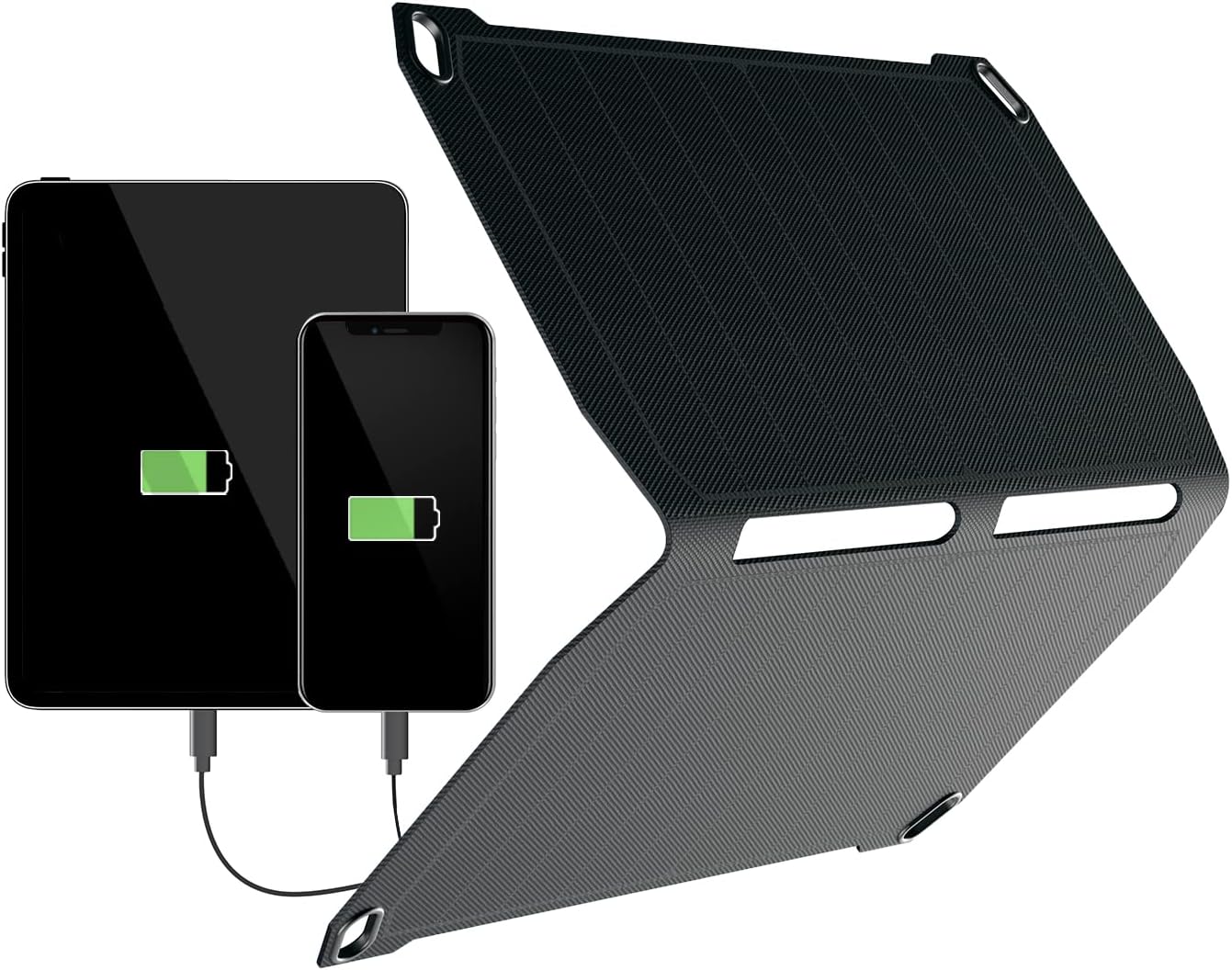 SUNBOOSTER 14 Solar Panel [Foldable & Efficient!] - Solar Charger (Waterproof & Robust) - Solar Panel with 2 x USB for Hiking, Camping & Outdoor - Ideal for Mobile Phone & Power Bank (14 W