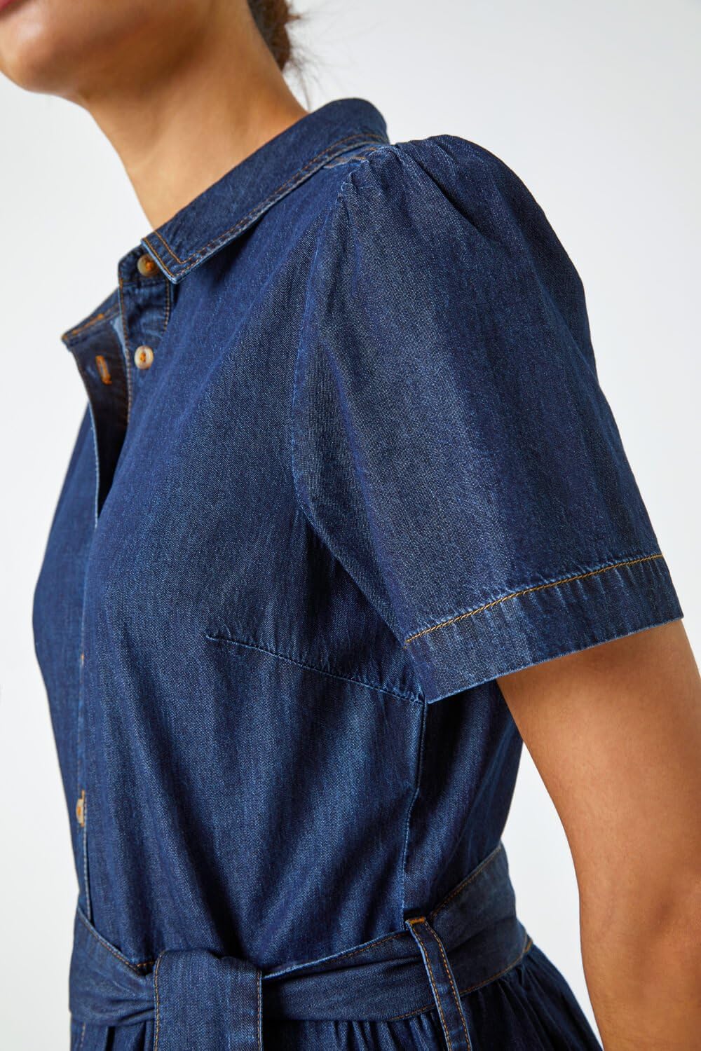 denim dress amazon uk Suncolour Women Short Sleeve Denim Dress Casual Elegant Pleated Denim Dress  Slim Fit Knee Length Denim Dresses : Amazon.co.uk: Fashion
