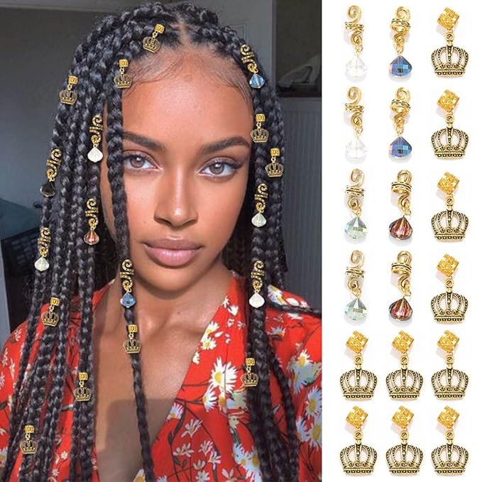 Formery Crystals Loc Jewelry for Hair Gold Crown Coiling