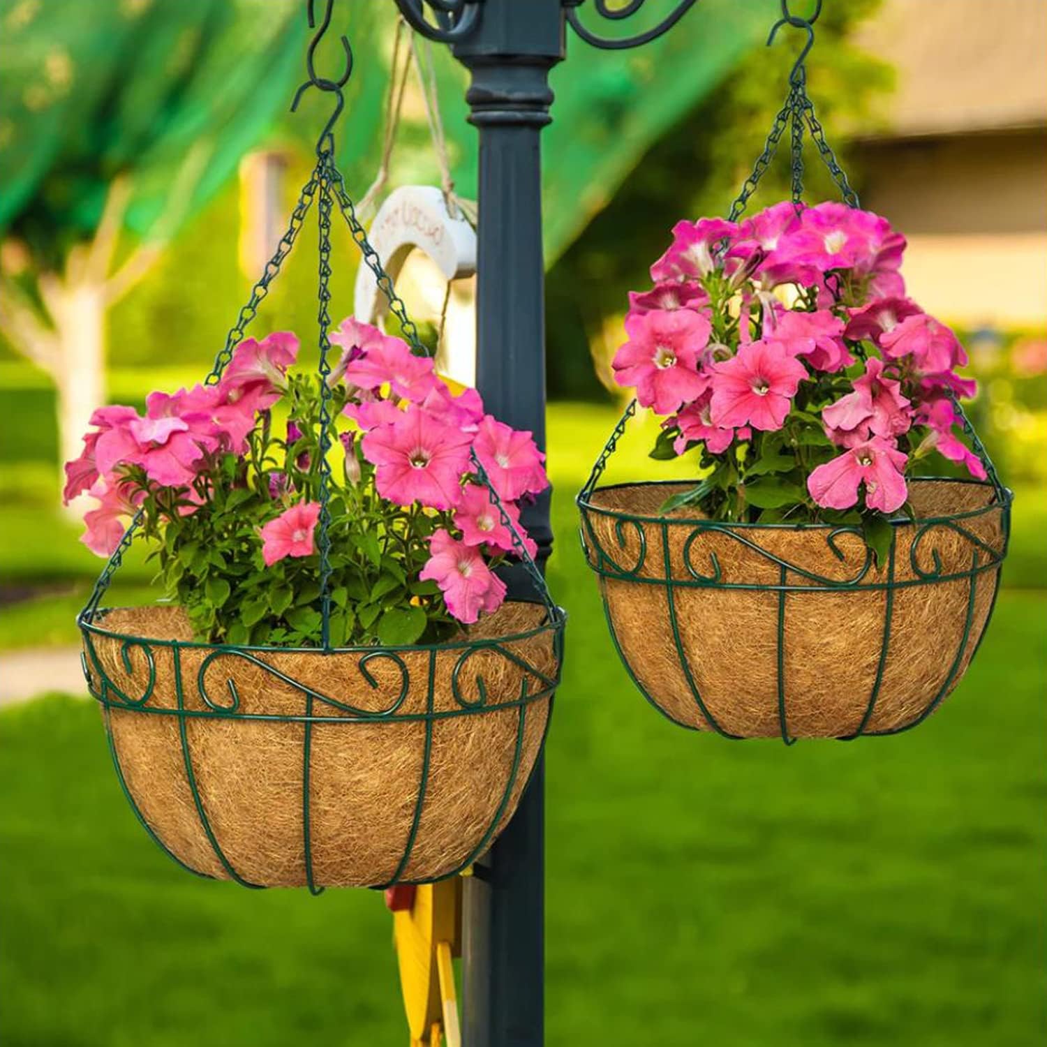 Coco Liners for Planters, 6-Pack 20 Inch Round Hanging Basket Liners, 100% Natural Coconut Fiber Basket Replacement Liners for Hanging Baskets Planters Flowers, Plants, Vegetables (20'' Pack of 6)