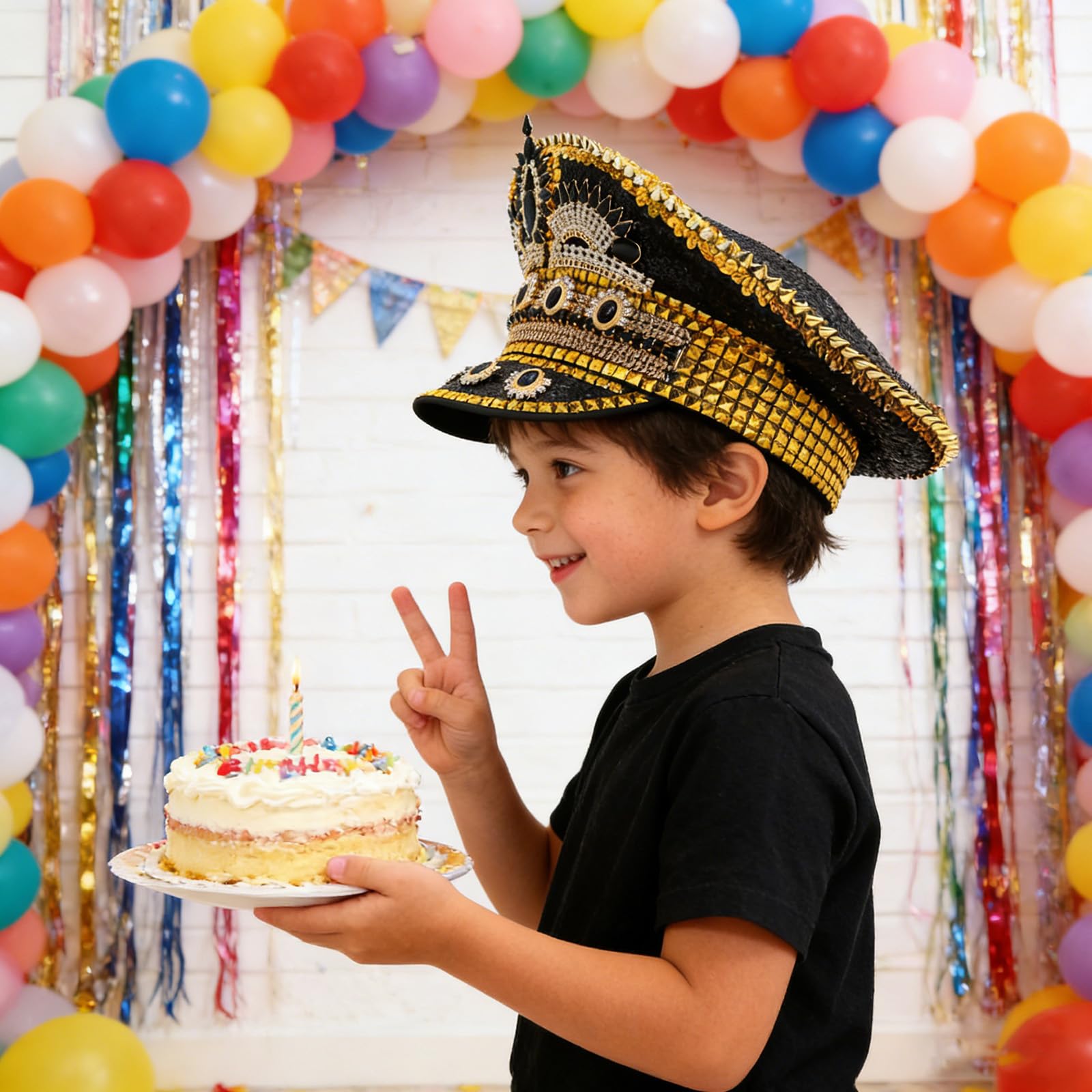 Chapeau marin clouté à strass pour femmes, adolescentes, filles avec motif étincelant pour fêtes à thème, festival de musique, accessoire de festival de musique