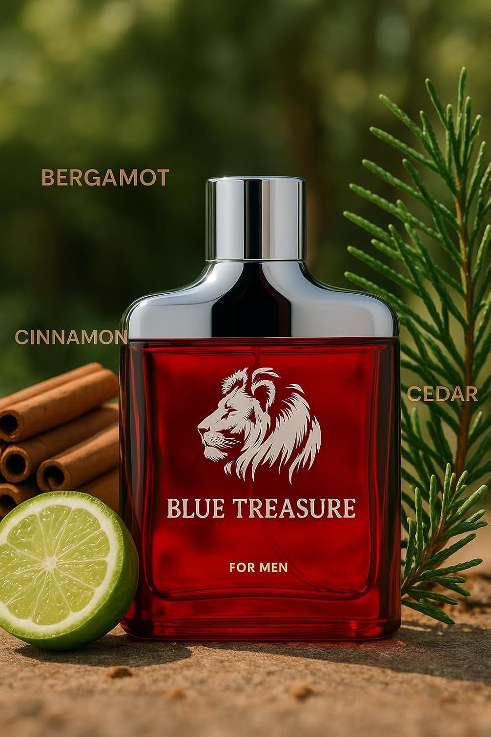 Men's Perfume, Luxurious Eau de Toilette, Bergamot Cinnamon Cedar Fragrance, Red Bottle with Lion Design, Men's Cologne, 90ml (3.0 fl.oz) - Image 2
