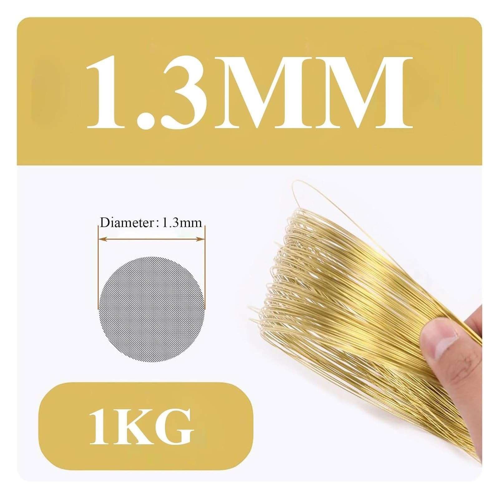 Kupferdraht für Drahtwickeln, 1,1/1,2/1,3/1,4/1,5 mm Durchmesser, kg Gewicht, blanker massiver Messingdraht for Schmuckherstellung, Handwerk, Elektrik, Industrie(1.3mm*1kg)