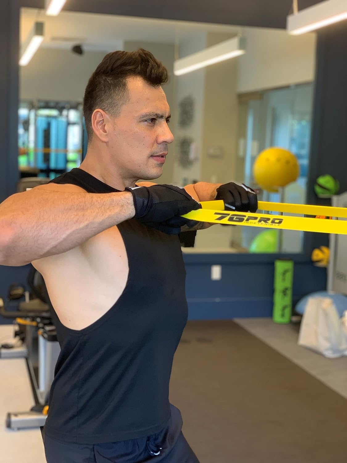 Exercise Band - Body Power Bands - Medium (15-20 lbs) - Yellow - Full-Body Workout - Pull-Up Assistance