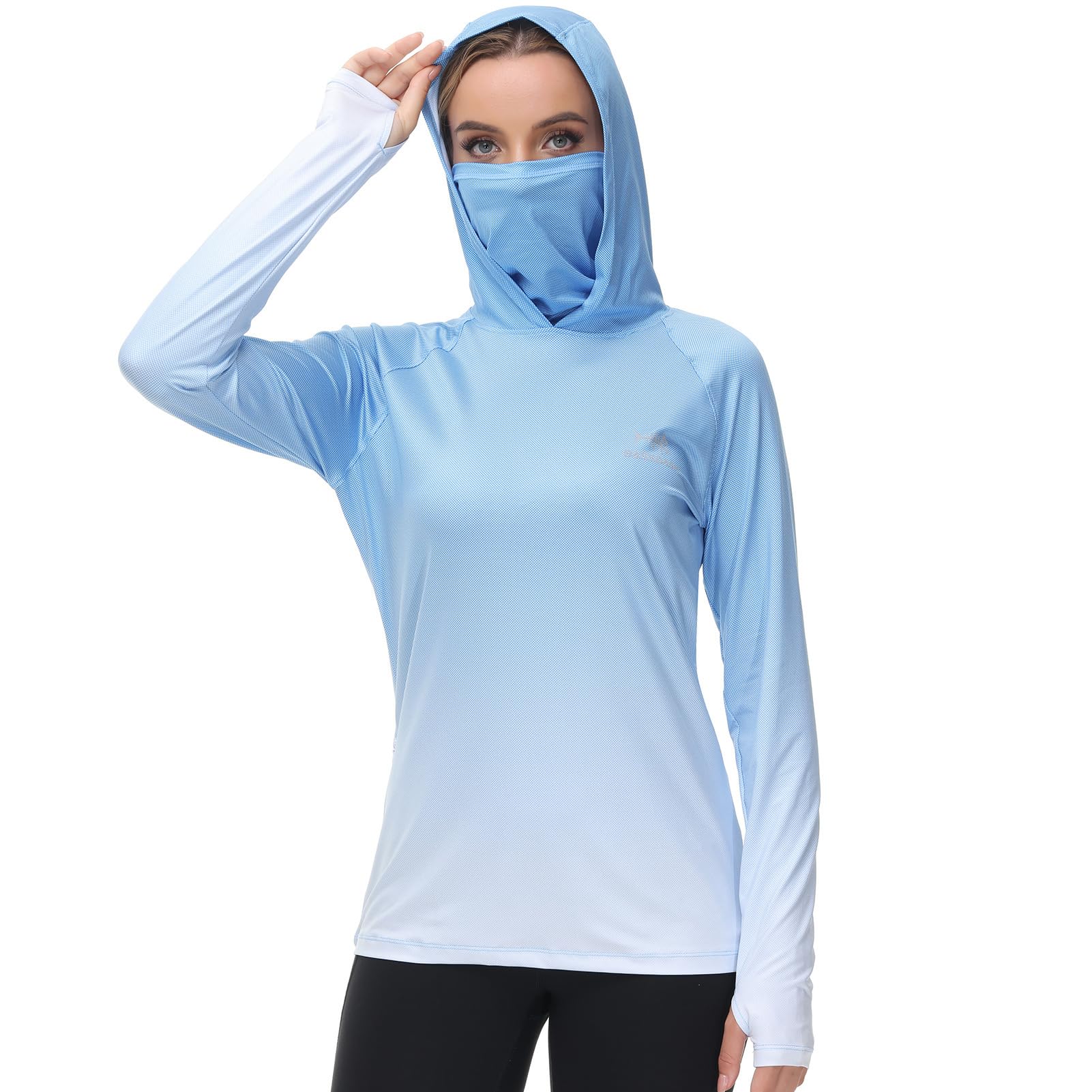 Bassdash Damen Angel Kapuzenshirt mit UPF 50+ Daumenlöchern für Gesichtsmaske FS23W