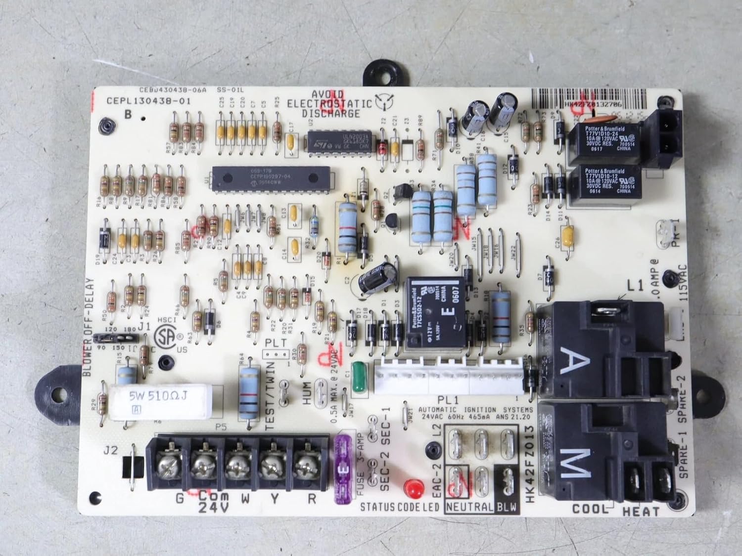 CEPL130438-01 Furnace Control Circuit Board HK42FZ013, Replacement for Carrier Bryant OEM
