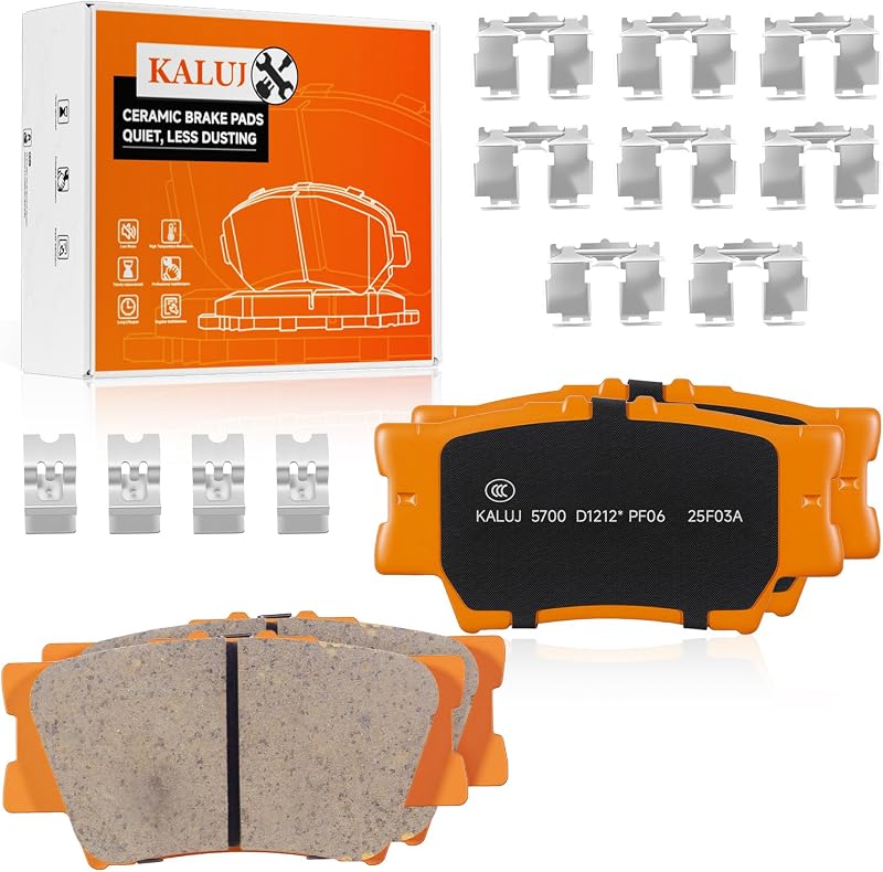 Pastilhas de freio traseiras cerâmicas KALUJ D1212 para Toyota Camry, RAV4 e Lexus ES350 – Kit com 4 unidades