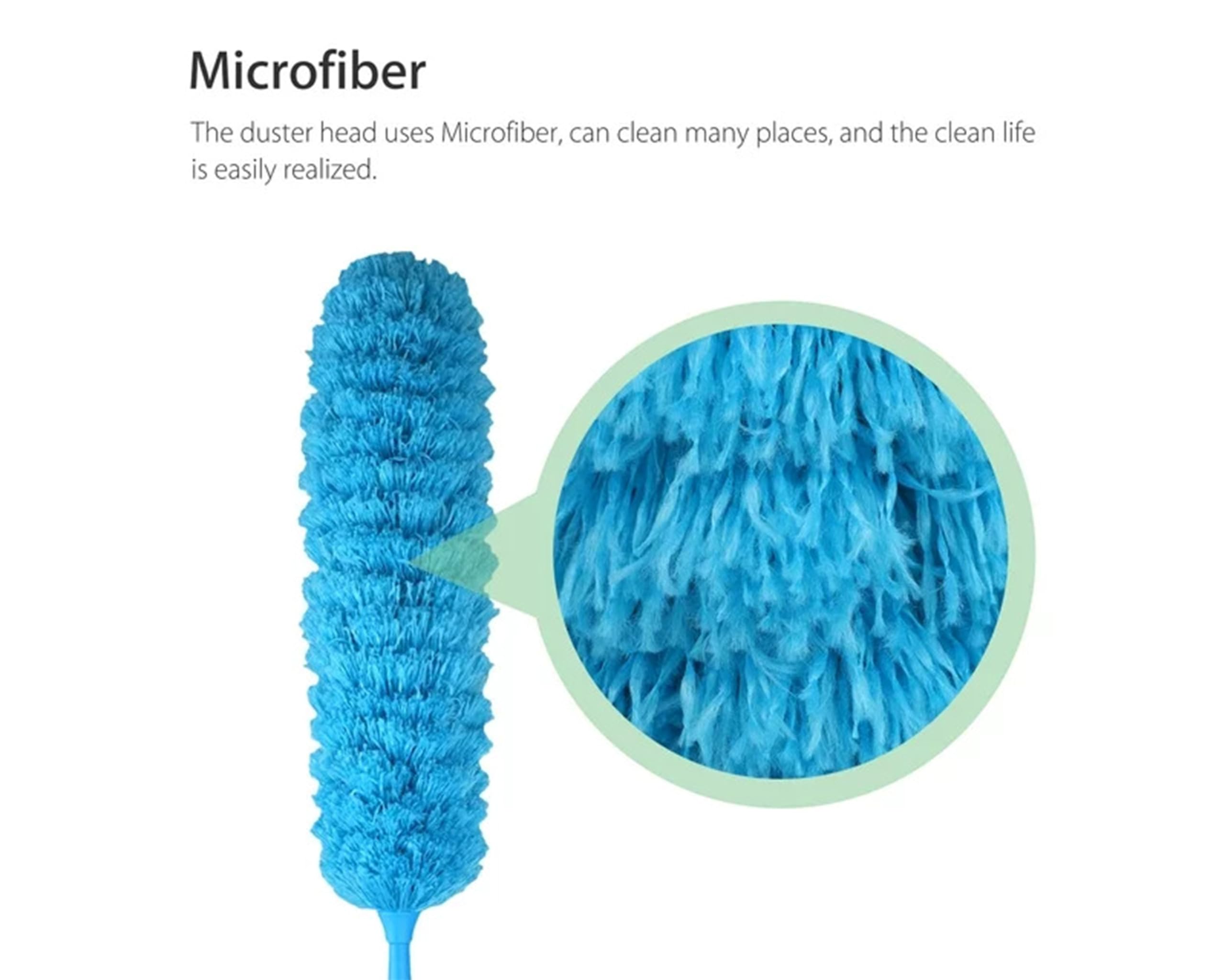 Ssanvi Microfiber Duster for Home & Car Cleaning | Soft Dust Cleaner for Fan, Walls, Beds, Furniture & Long Handle Car Cleaning Brush (Blue) 2