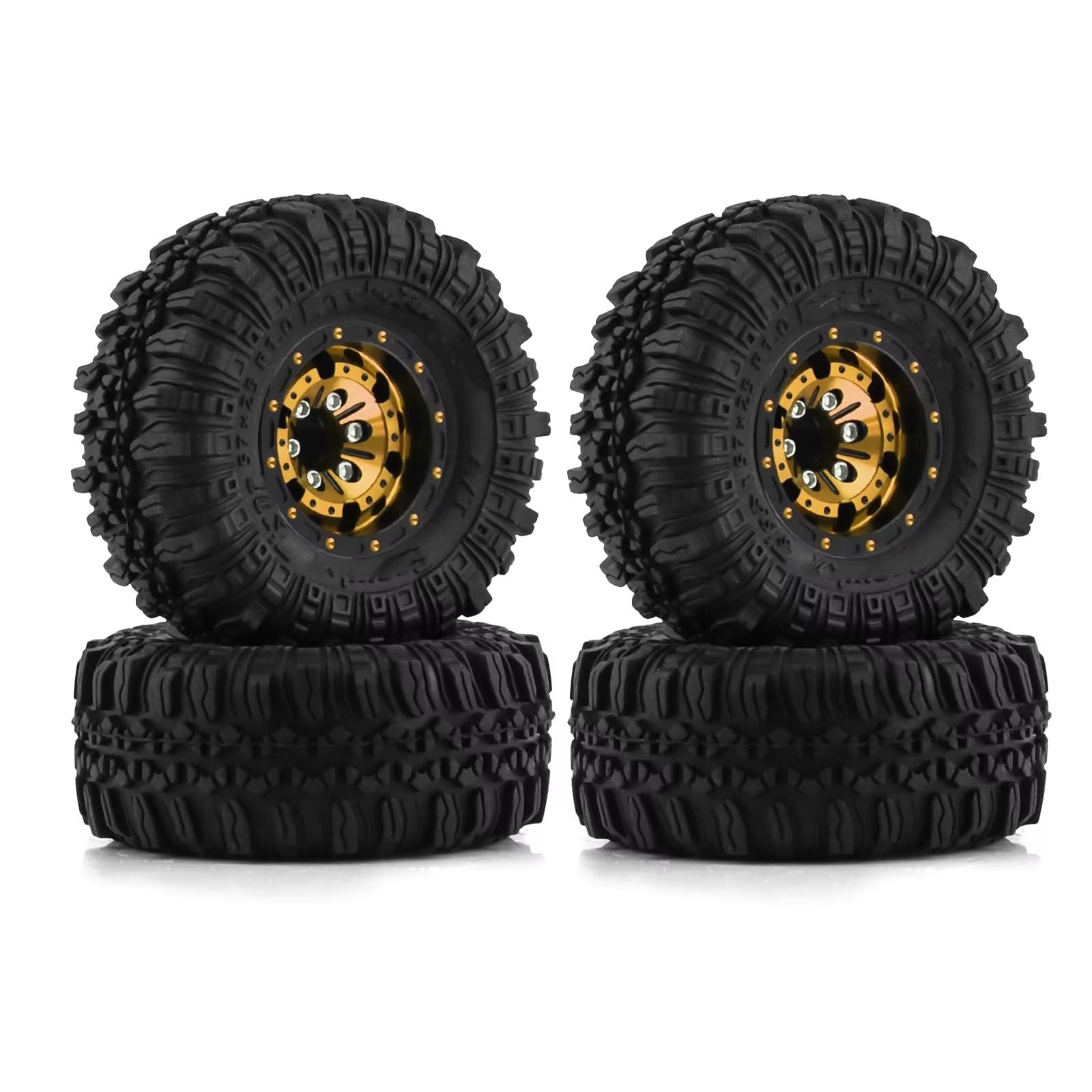 Neumático RC Compatible con TRX4M para Axial para AX24 para SCX24 para FCX24 1/18 1/24 Coche RC Crawler 1.0 Neumáticos De Aleación De Aluminio 1.0 Llantas Beadlock(Yellow)