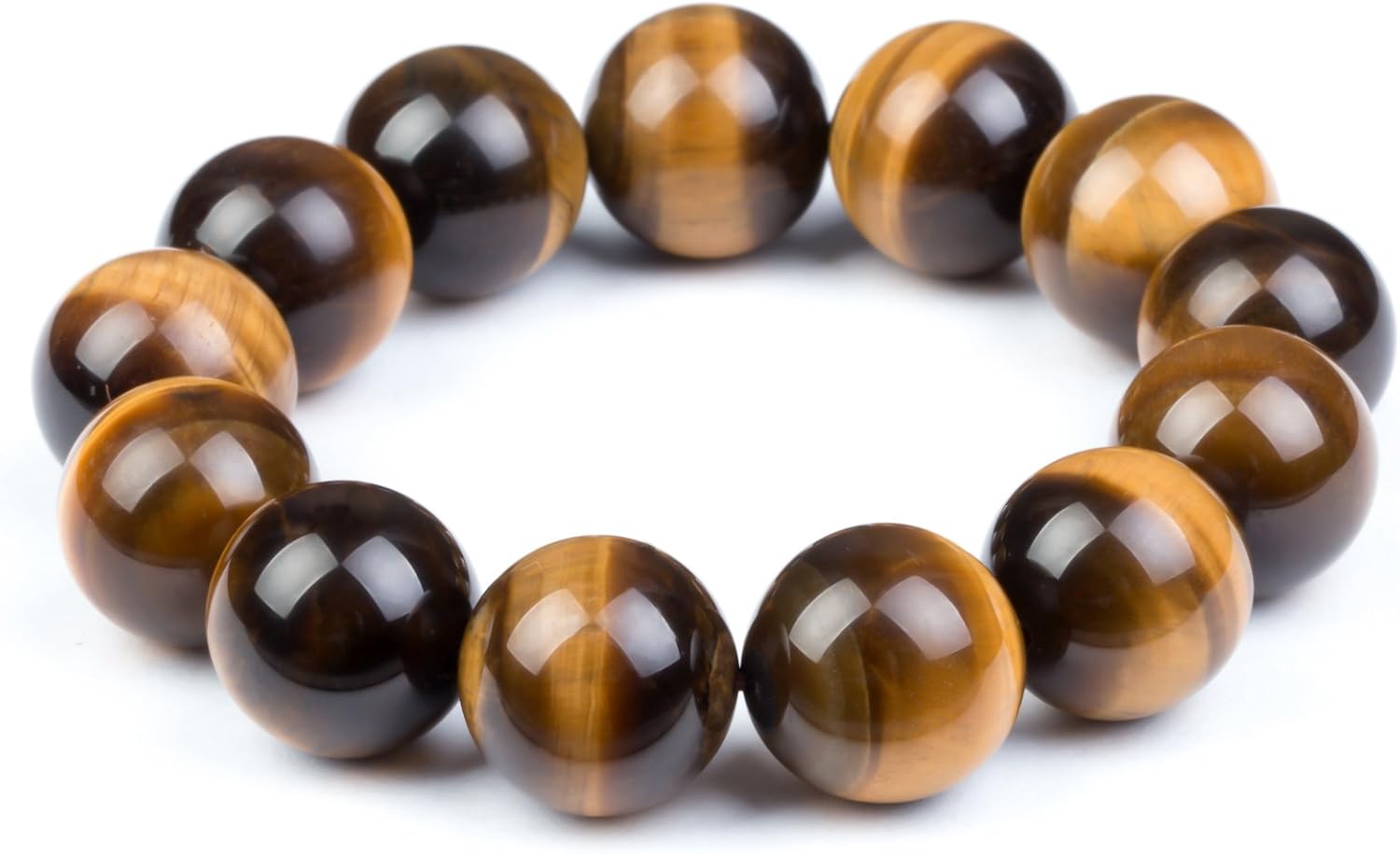 Fashion Month Mens Womens 6-20mm Beads Brown Tiger Eye Beaded Lucky Gemstone Stretch Bracelet Unisex Wrist