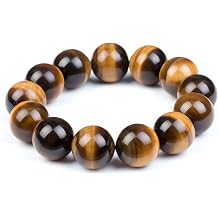 Fashion Month Mens Womens 6-20mm Beads Brown Tiger Eye Beaded Lucky Gemstone Stretch Bracelet Unisex Wrist