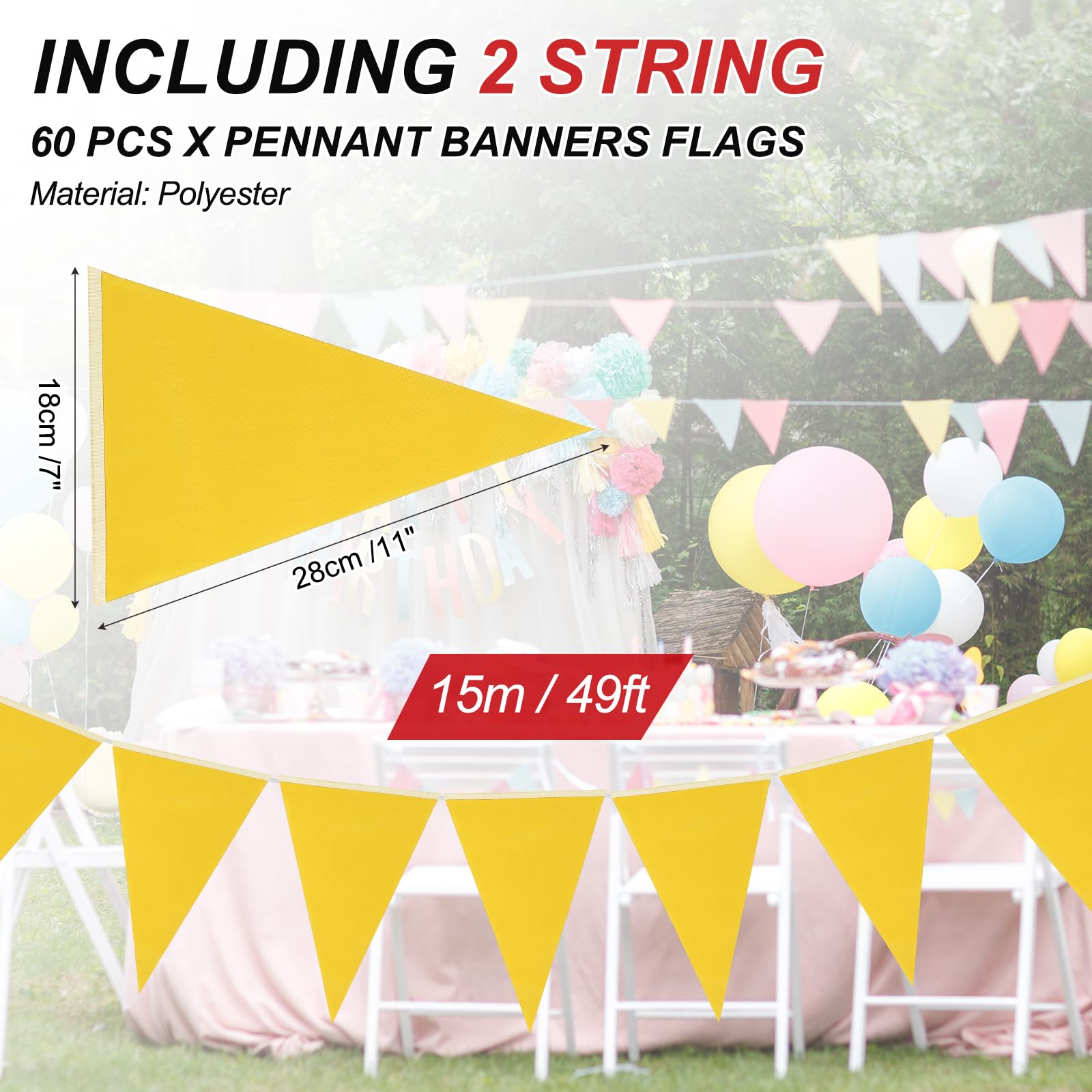 100 Feet Yellow Black & White Pennant Banner Flags String