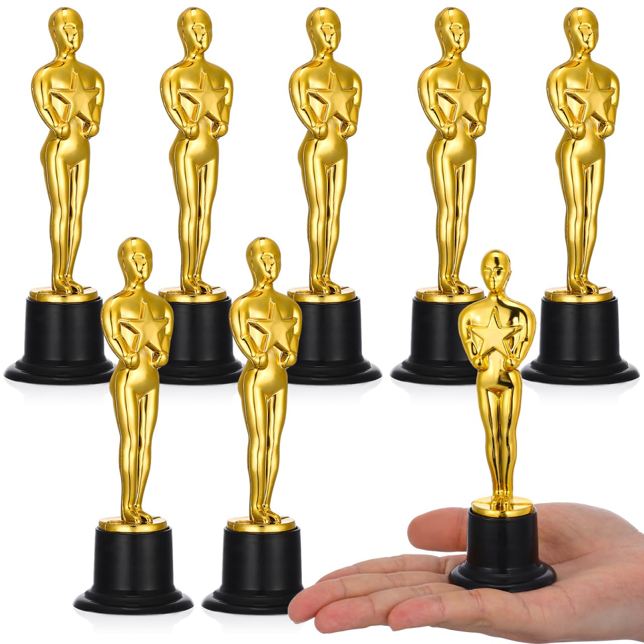 Nuobesty Gold/Golden 8Pcs Award Trophies Small Plastic En Man Style Trophy For Party Celebrations Award Ceremony Birthday Presents Sport Prizes Party Favors Props