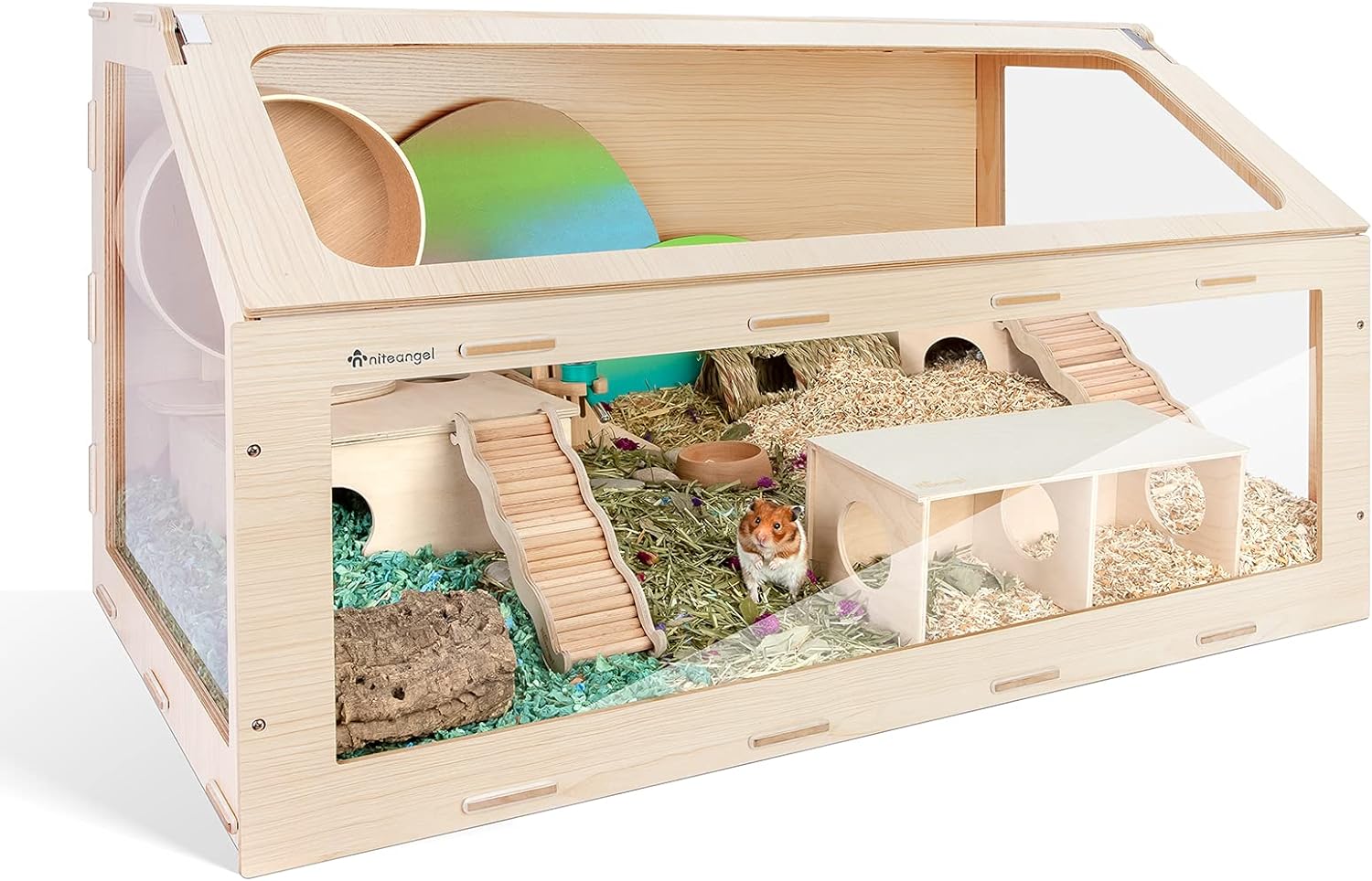 Niteangel Vista Hamster Cage W/Oblique Opening Cage Door MDF Aspen