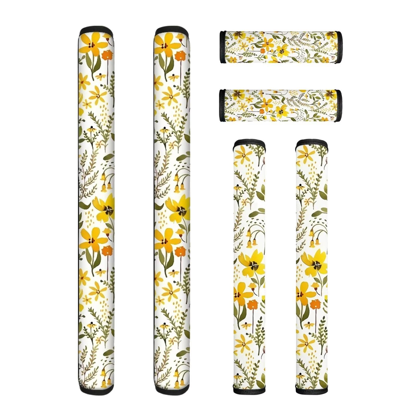 Refrigerator Door Handle Covers Set of 6, Antiskid Protector for Fridge Oven Dishwasher Keep Your Kitchen Appliance Clean from Smudges, Food Stains, Yellow Flower