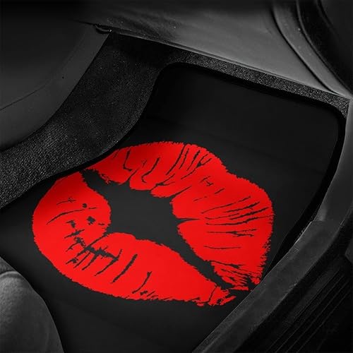 Miniatura 8 de Delerain Alfombrillas de coche de 4 piezas con diseño de fresa rosada, alfombra delantera y trasera, con parte trasera de goma, para todo tipo de