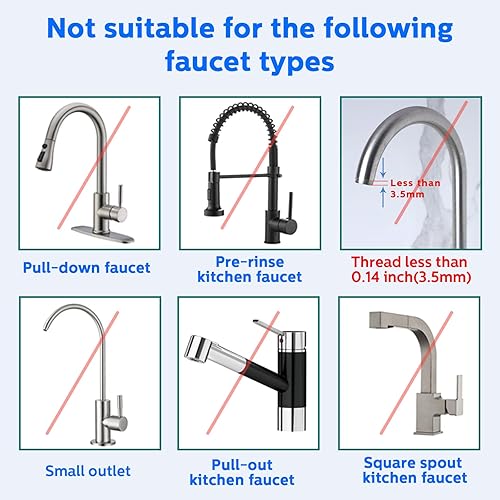 Miniatura 6 de Filtro de agua de grifo de acero inoxidable para fregadero de cocina, purificador de agua certificado NSF, reduce el 99% de cloro, 99.9% de fluoruro