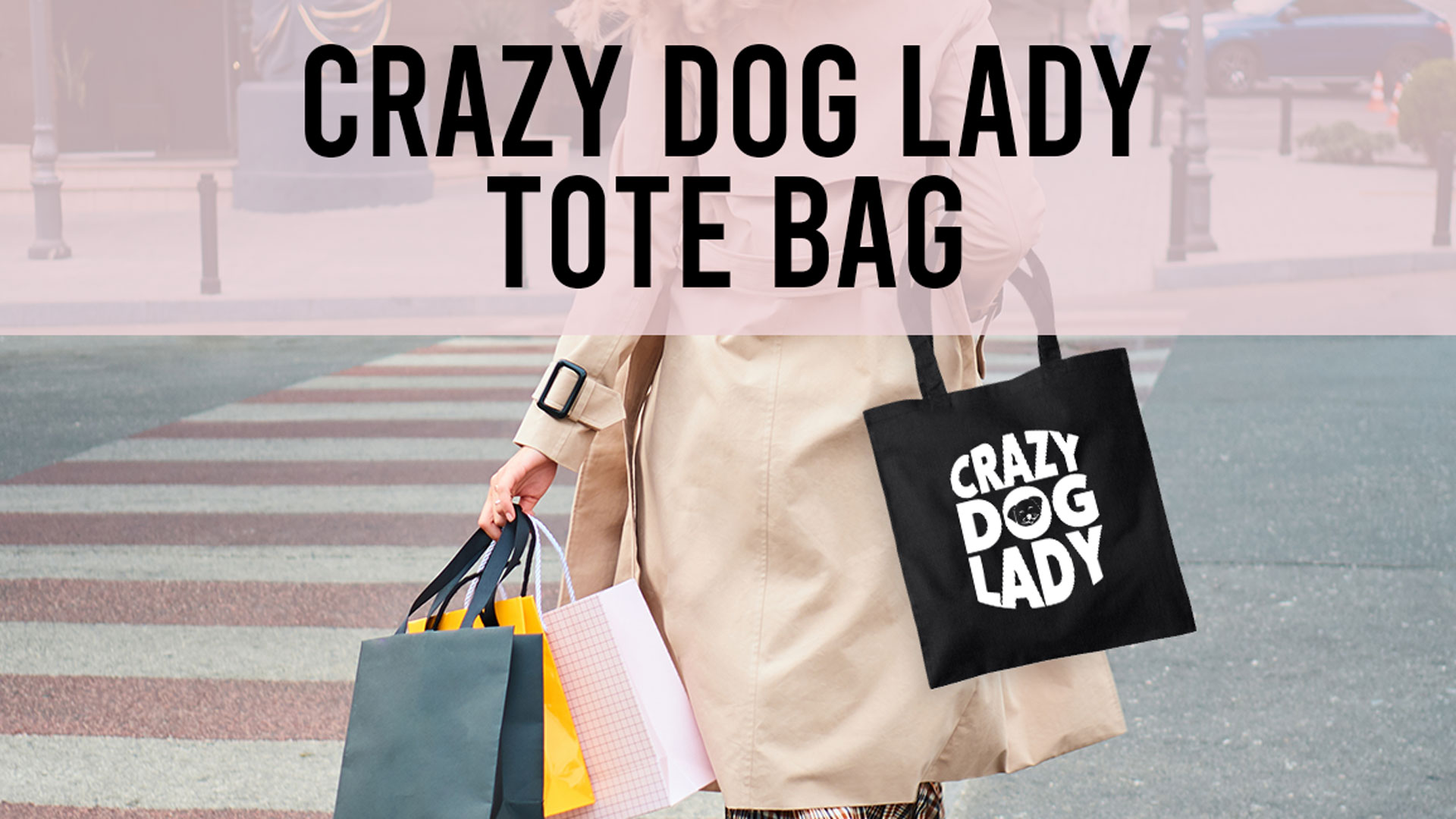 Crazy Dog Lady Tote Bag, Dog Lover Gift, Great Dane Tote Bag, Wolfhound