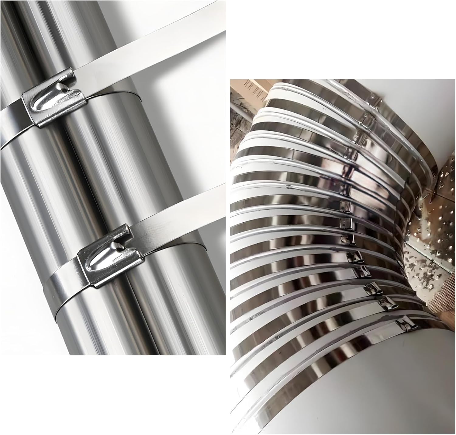 40 Pack Metal Zip Ties, 24 Inch Stainless Steel Metal Cable Tie, Metal Ties for Exhaust Wrap/Garden/Farms/Machinery