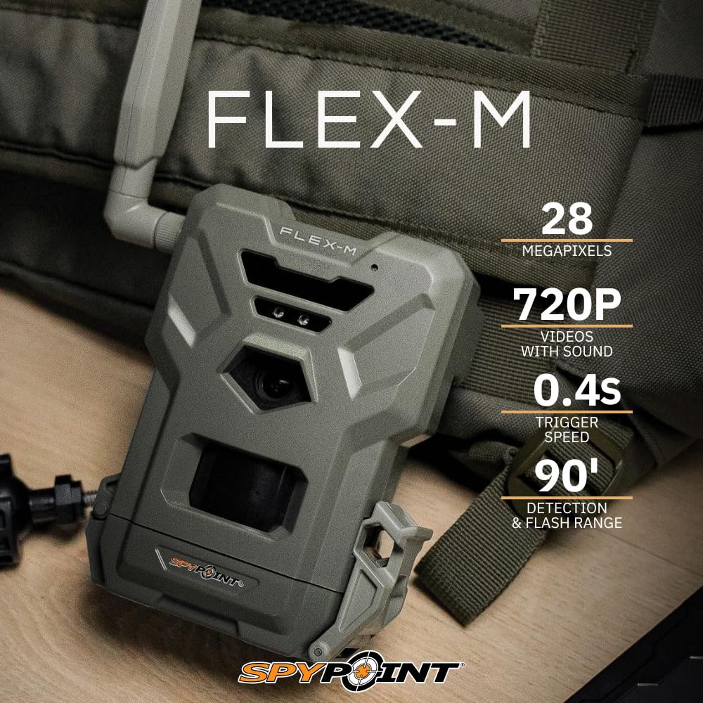 SPYPOINT Flex M Twin Pack 28MP Cellular Trail Camera (confezione da 2) con scheda di memoria ad alta velocità da 32 GB (confezione da 4) e lettore di schede ad alta velocità (7 articoli)