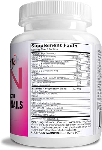 Miniatura 2 de Instant HSN - Fórmula para fortalecer el cabello, la piel y las uñas, suplemento de biotina pura de máxima fuerza, mezcla completa de suplemento