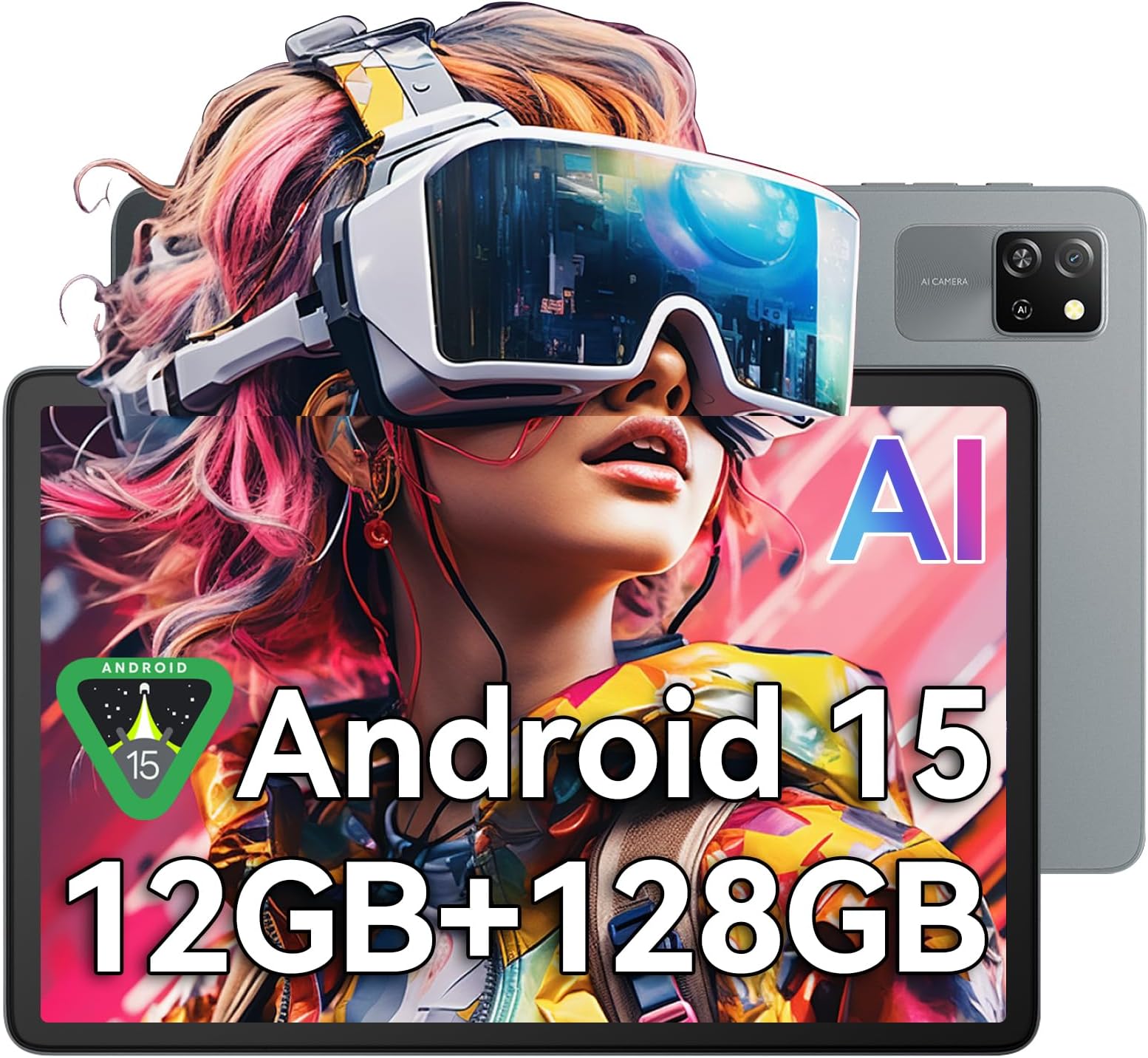 Blackview Tab 60 WiFi 2024 Android 14 Tablet, 12(4+8) GB+128GB 2TB Expand, Wi-Fi 6 Model, 10.1 inch Tablet with HD+IPS Display, 5100mAh, Dual Speakers and Camera, BT5.2, Google GMS, 2.0GHz CPU, Gray