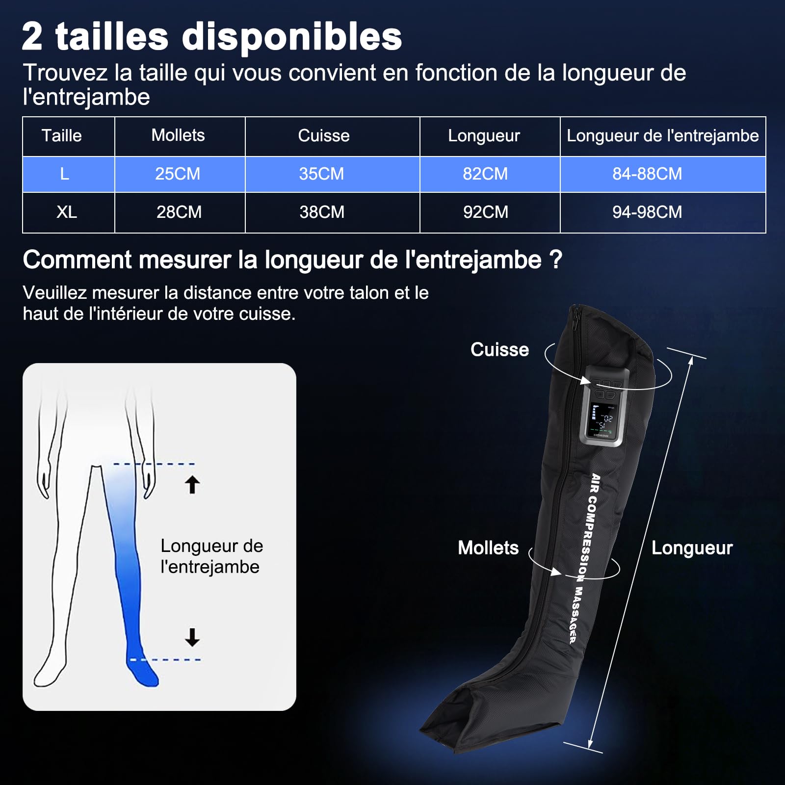 COOLWEST Massageur Jambes Compression, Circulation & Douleur (L)