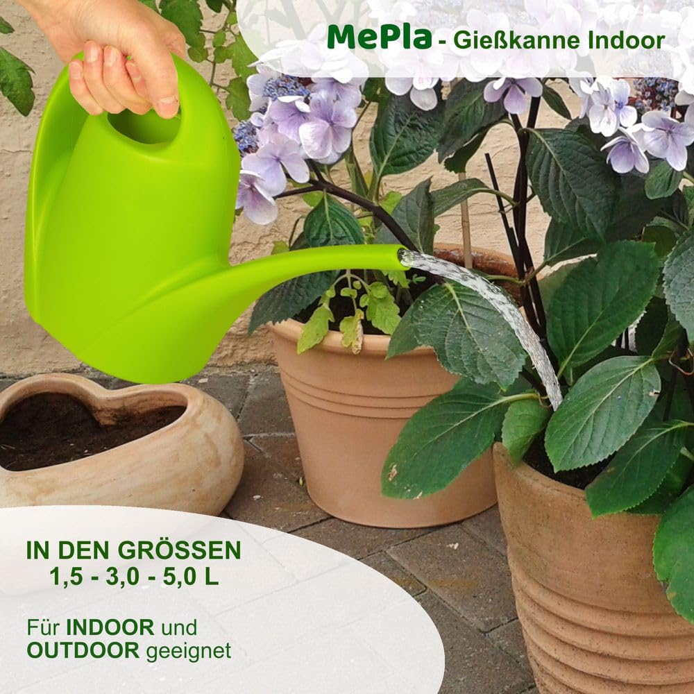 MePla - Regadera de 3,0 l para interiores – verde limón, resistente a la intemperie de plástico resistente a los rayos UV