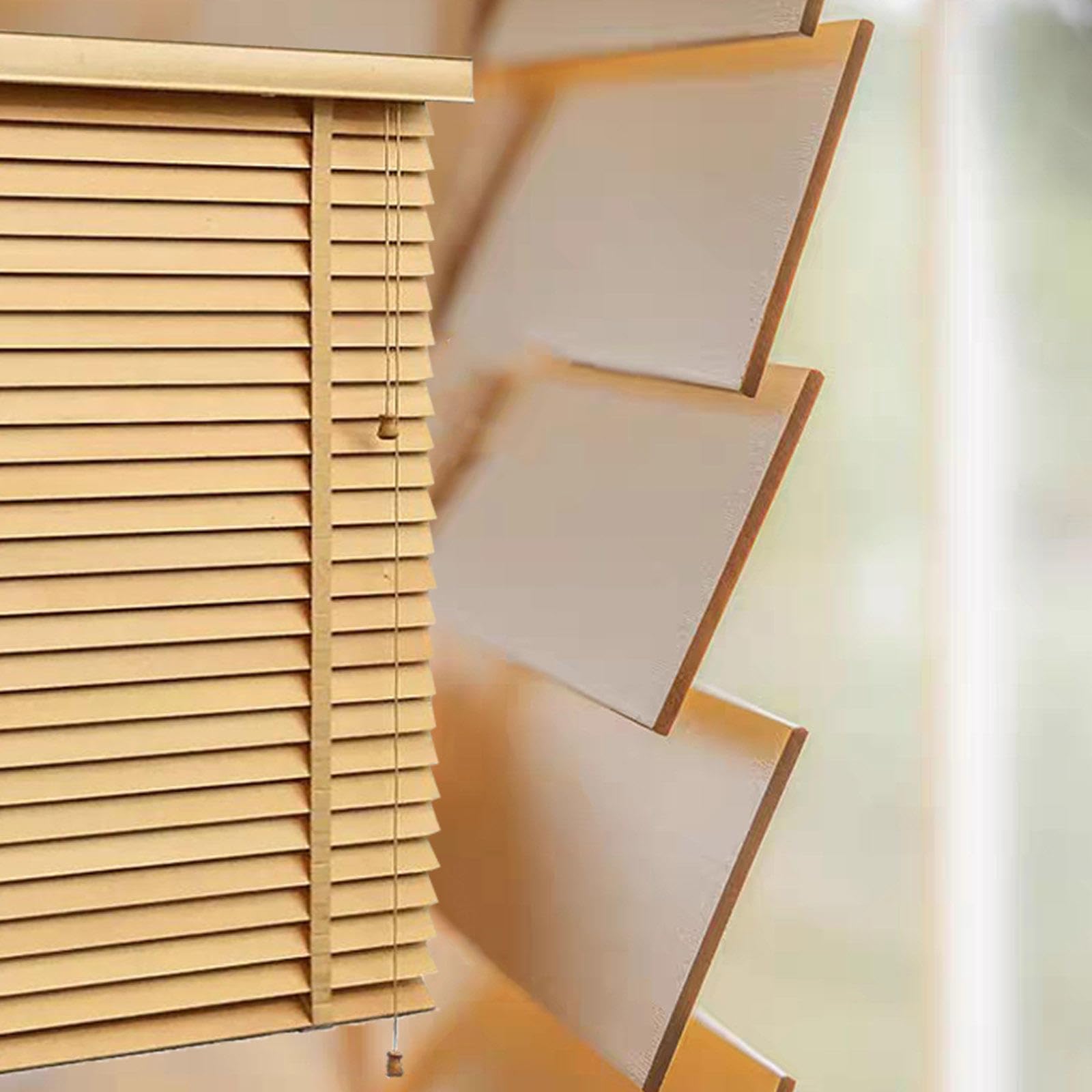 Venetian Blackout Wooden Blinds 50 70 90 120 140cm Wide Window Treatment Curtains,Insulated Real Wood Venetian Blinds,Interior Horizontal Shutters,Sun Shades,Flexible Operation,WxH-90x220cm/35.5x87in
