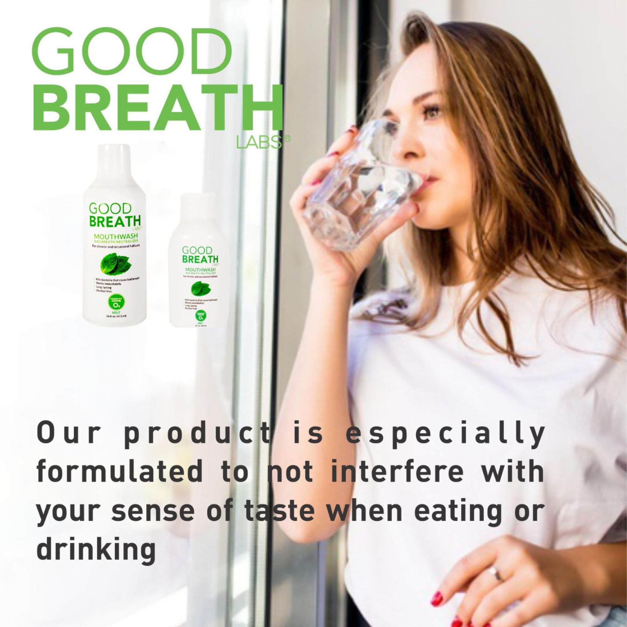 Goodbreath Labs - Enjuague bucal | Nueva tecnología de ozono especializada en mal aliento crónico | Neutralizador del mal aliento (menta, 1 paquete (473 ml)