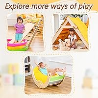 Vista 6 de deli 7 en 1 Juego de Triángulo Pikler, Juego de Triángulo de Escalada para Niños Pequeños de Tamaño Grande, Gimnasio Infantil de Madera