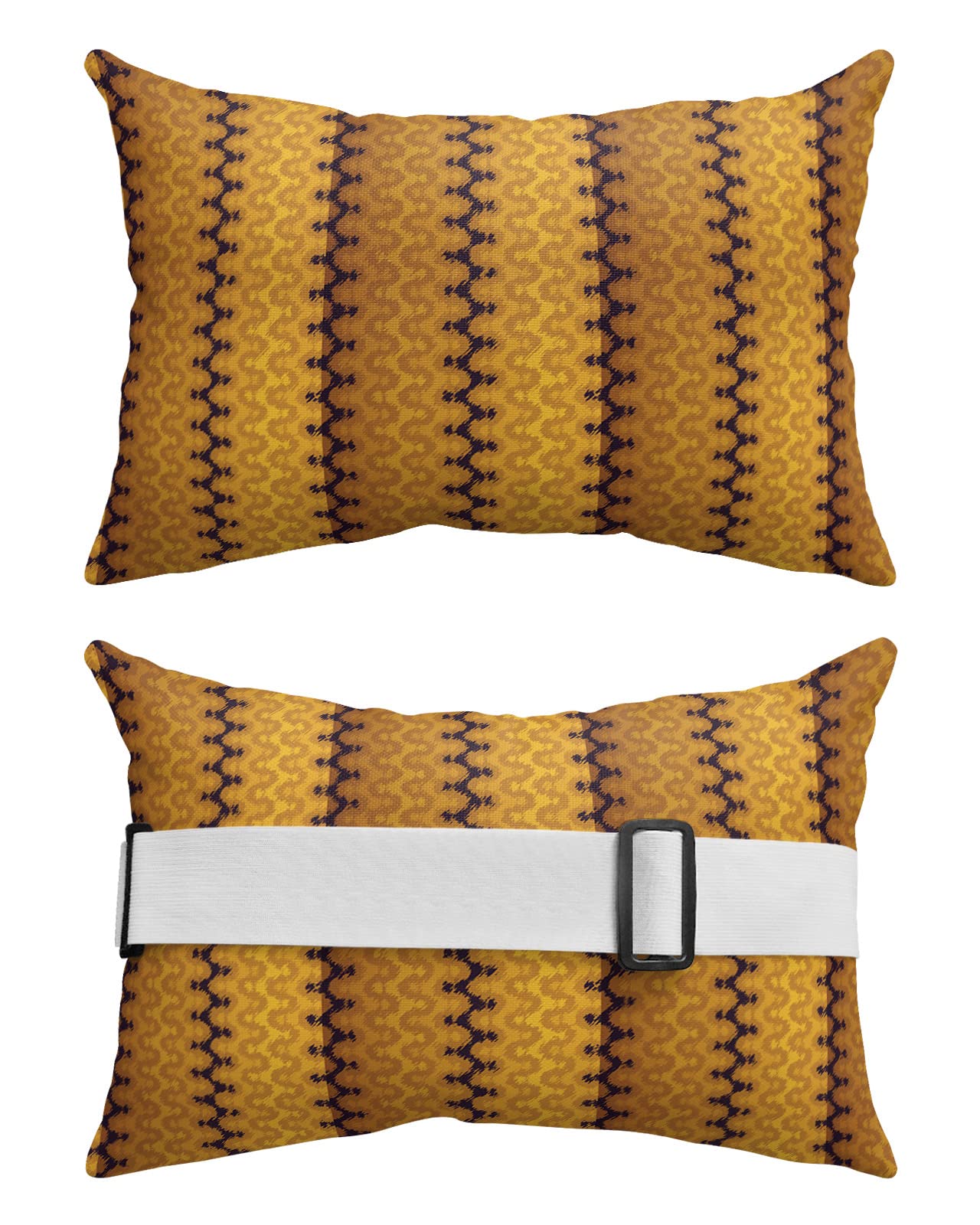 Homechoid Chaise Lounge Head Pillow Headrest Pillow Covers, Brown Ombre Lumbar Pillow Case Outdoor Waterproof Throw Pillow for Pool Patio Beach Retro Brown Striped Modern Abstract Art 2 Pack-12x20