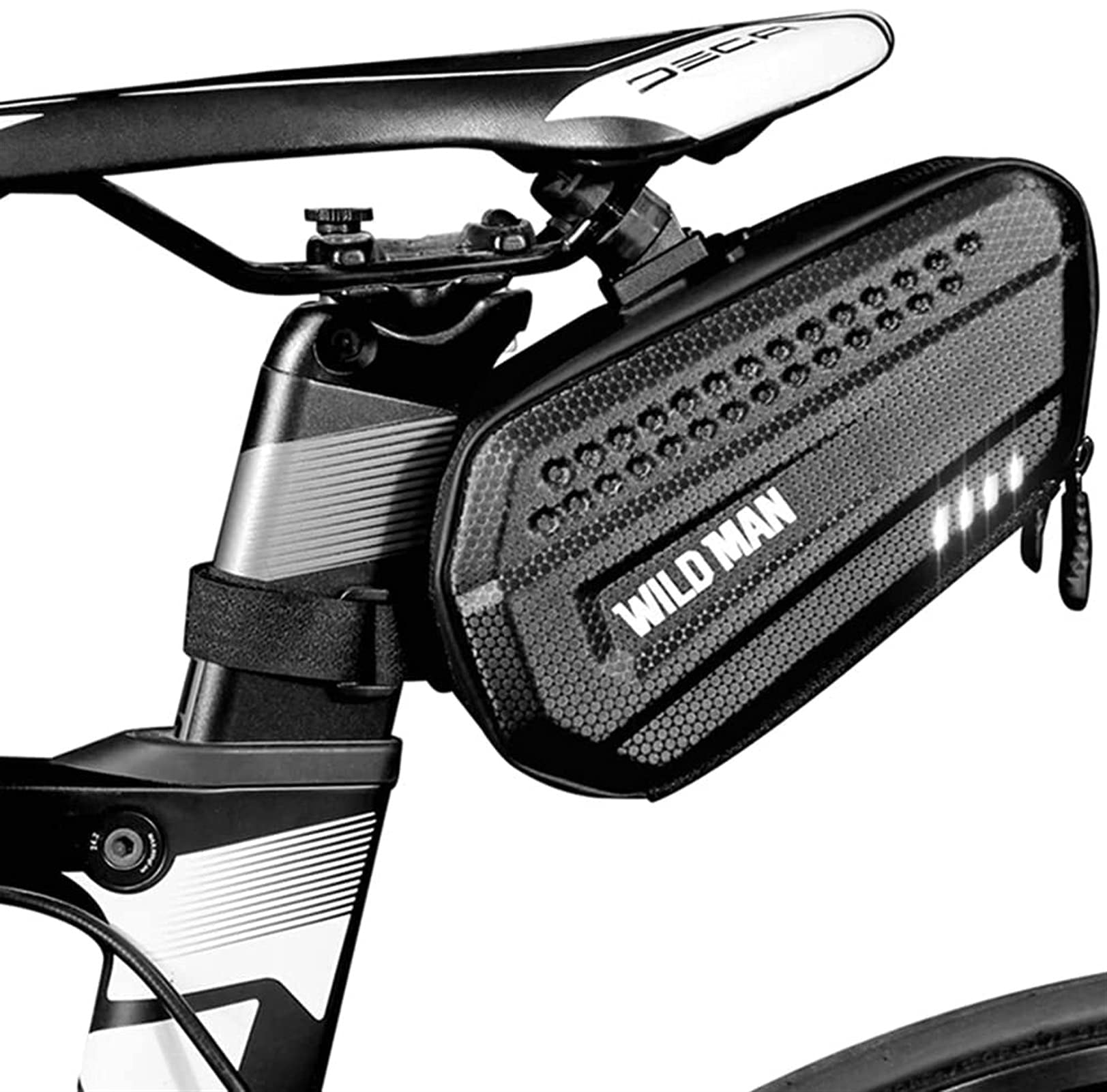 Bicicleta Sillín Bolsa de montar 1,2L Bolsa de asiento de ciclismo a prueba de agua Paquete de cuña PU Bolsa de almacenamiento de PU, gran capacidad for mini llaves de bomba Snacks Teléfonos MTB Carre
