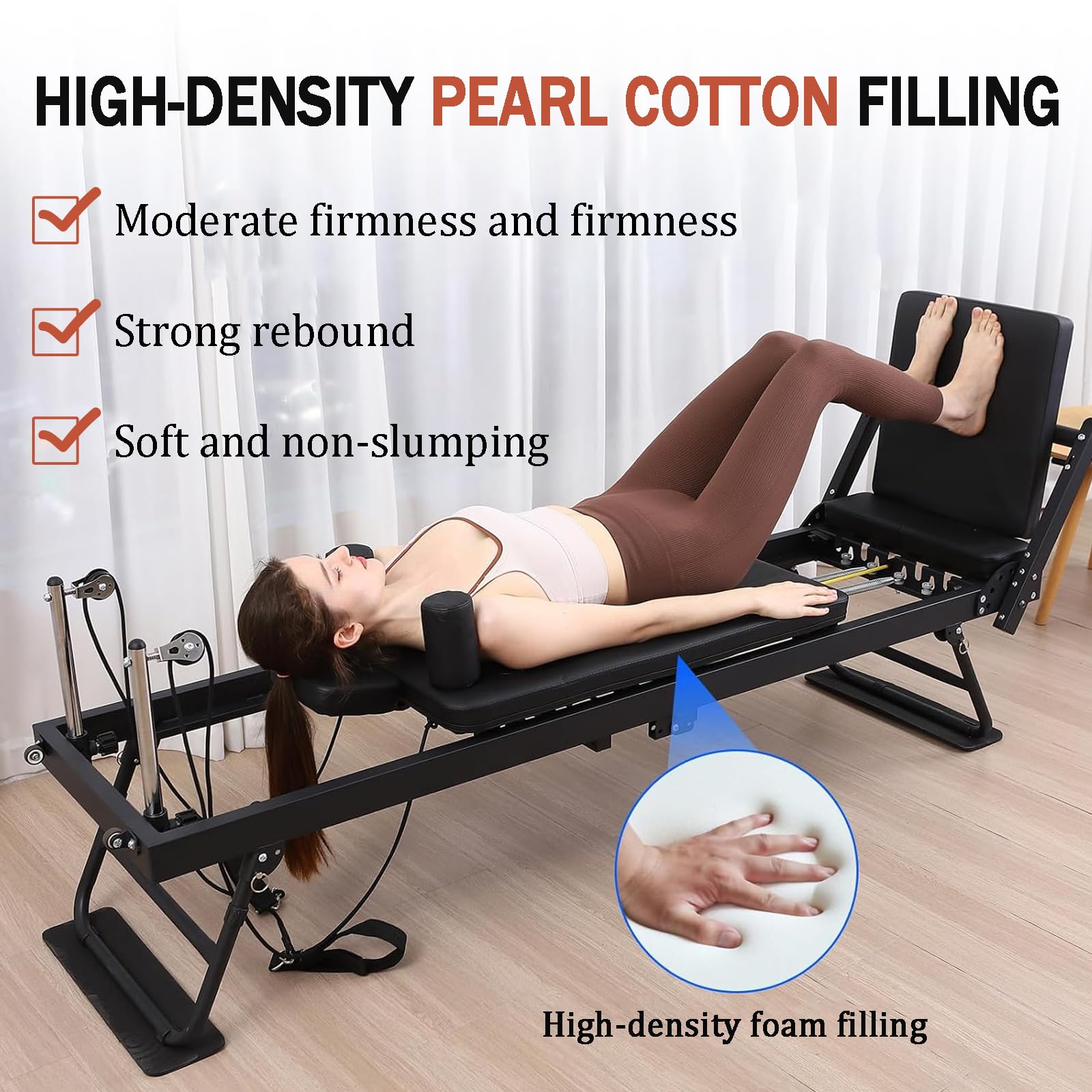 Pilates Reformer per Casa con 4 Molle e 5 Corde, Macchina Pilates Pieghevole con Jump Board per Resistenza Corporea, Stretching, Equilibrio, Allenamento,D
