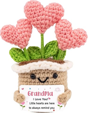 Gift for Grandma - Handmade Crochet Heart Flower, Meaningful Keepsake