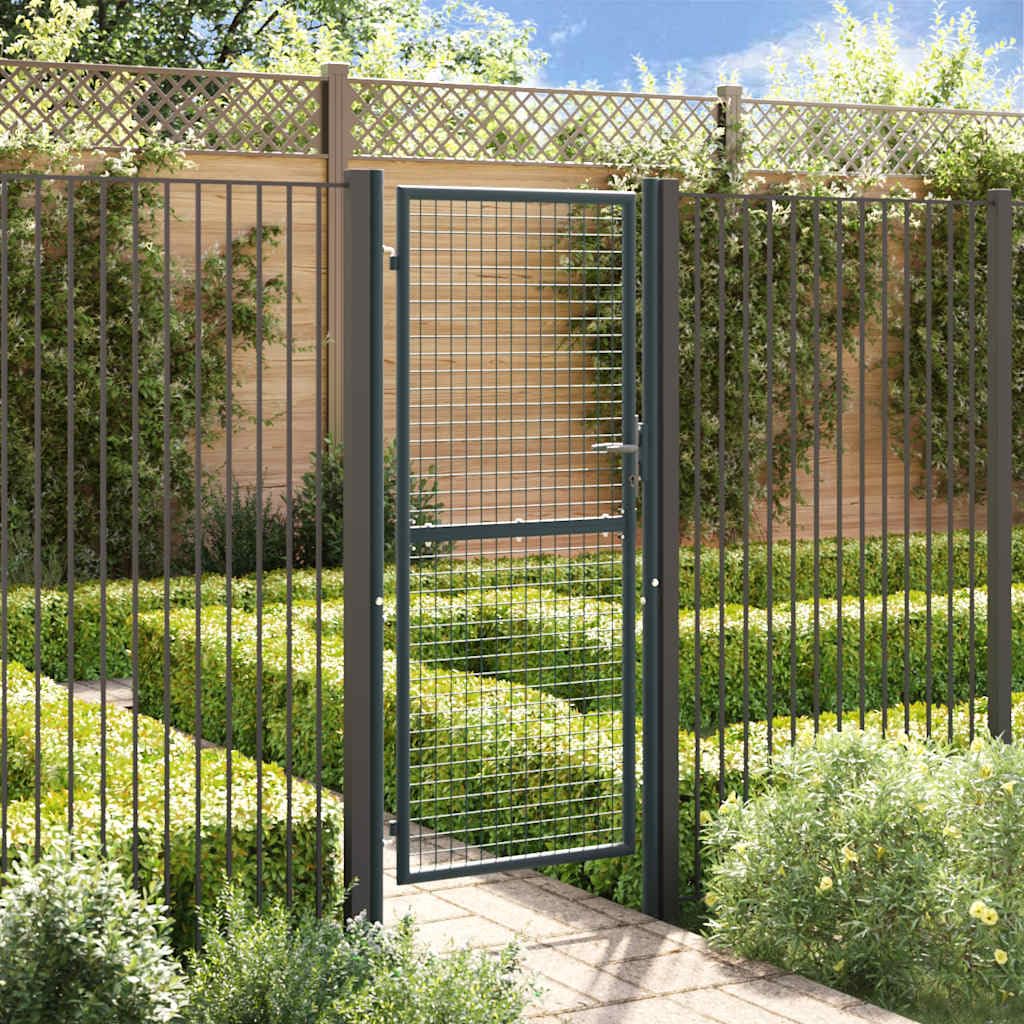 vidaXL Cancello da Giardino in Rete di Acciaio Zincato 100x200 cm Grigio