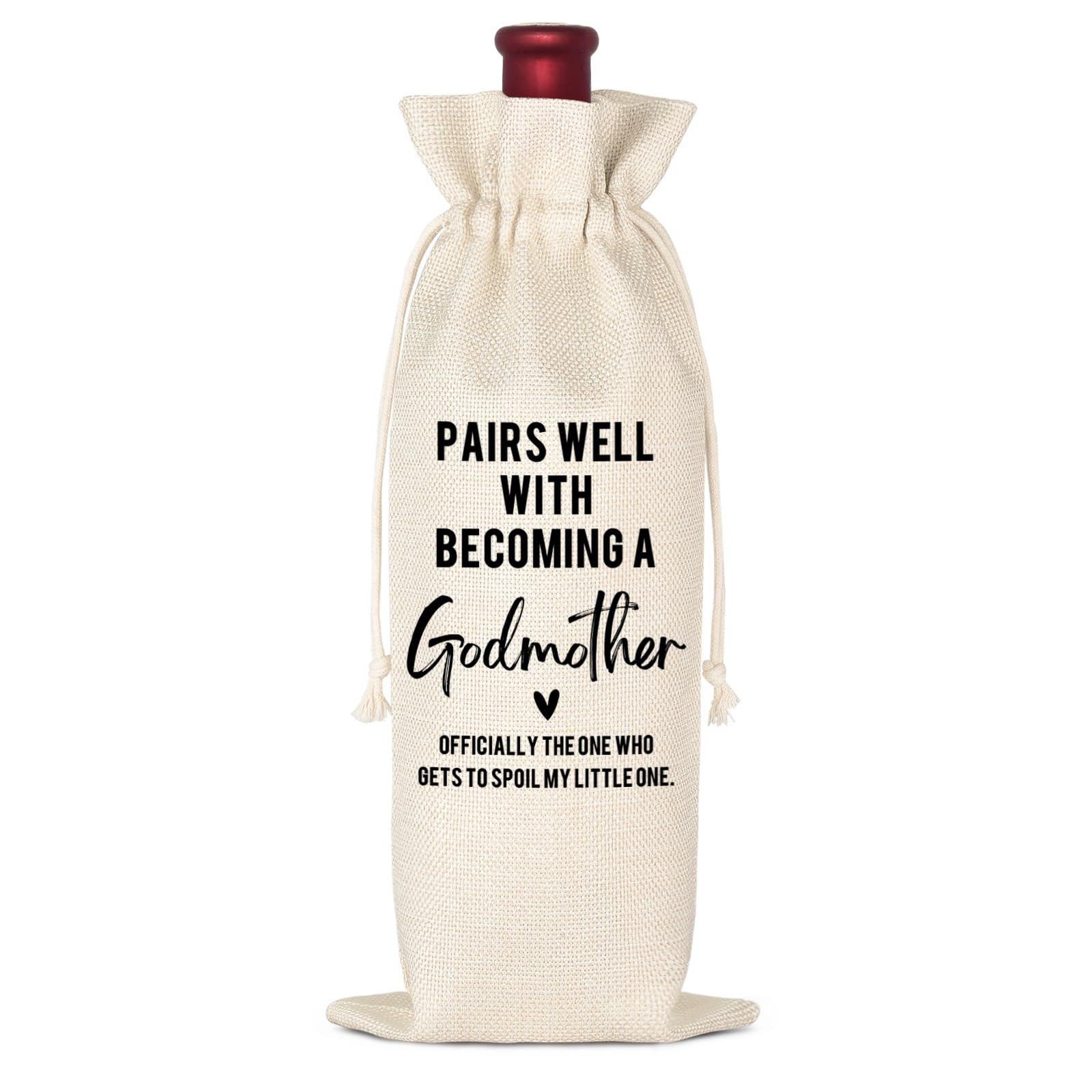 Cylitmer Godmother Gifts, Pairs Well With Becoming a Godmother, Wine Bag