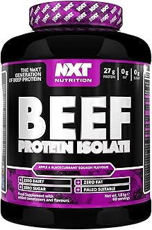 Beef Protein Isolate Powder - Protein Powder High in Natural Amino Acids - Paleo, Keto Friendly - Dairy and Gluten Free - Muscle Recovery | 1.8kg (Apple & Blackcurrant)
