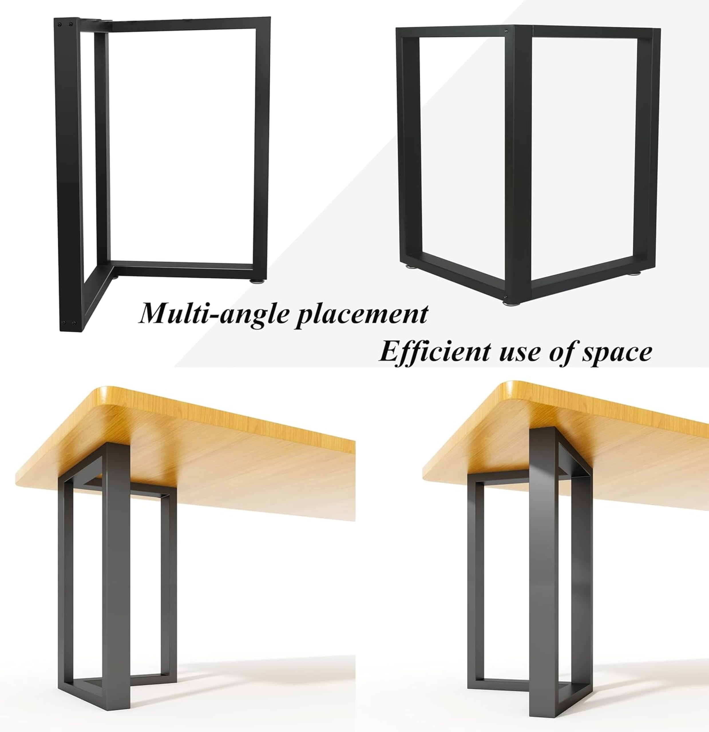 Ventuos 28x18 Inch Metal Table Desk Legs – Set of 2 Modern L-Shape Welded Cast Iron Legs for Dining Tables, Desks & Industrial Furniture | Heavy-Duty Black Base for DIY Custom Table Projects 1