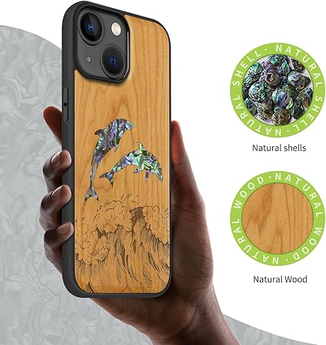 Miniatura 2 de Carveit Funda magnética protectora de madera de diseñador para iPhone 14 grabado de madera e incrustaciones de carcasa compatible con iPhone 14