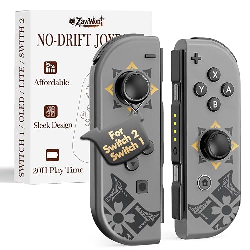 Joy for Switch Controllers,Remote for Switch 2 OLED Lite Controller,Wireless Con Control with Hall Effect No Drift Joystick 1 Gray Replacement Left Right with No NFC,Great Christmas Gift