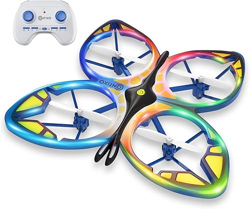 Contixo Mini dron TD2 RC Butterfly Drone para niños, dron de control remoto con giro 3D, modo sin cabeza, retención de altitud, 2 baterías, juguete