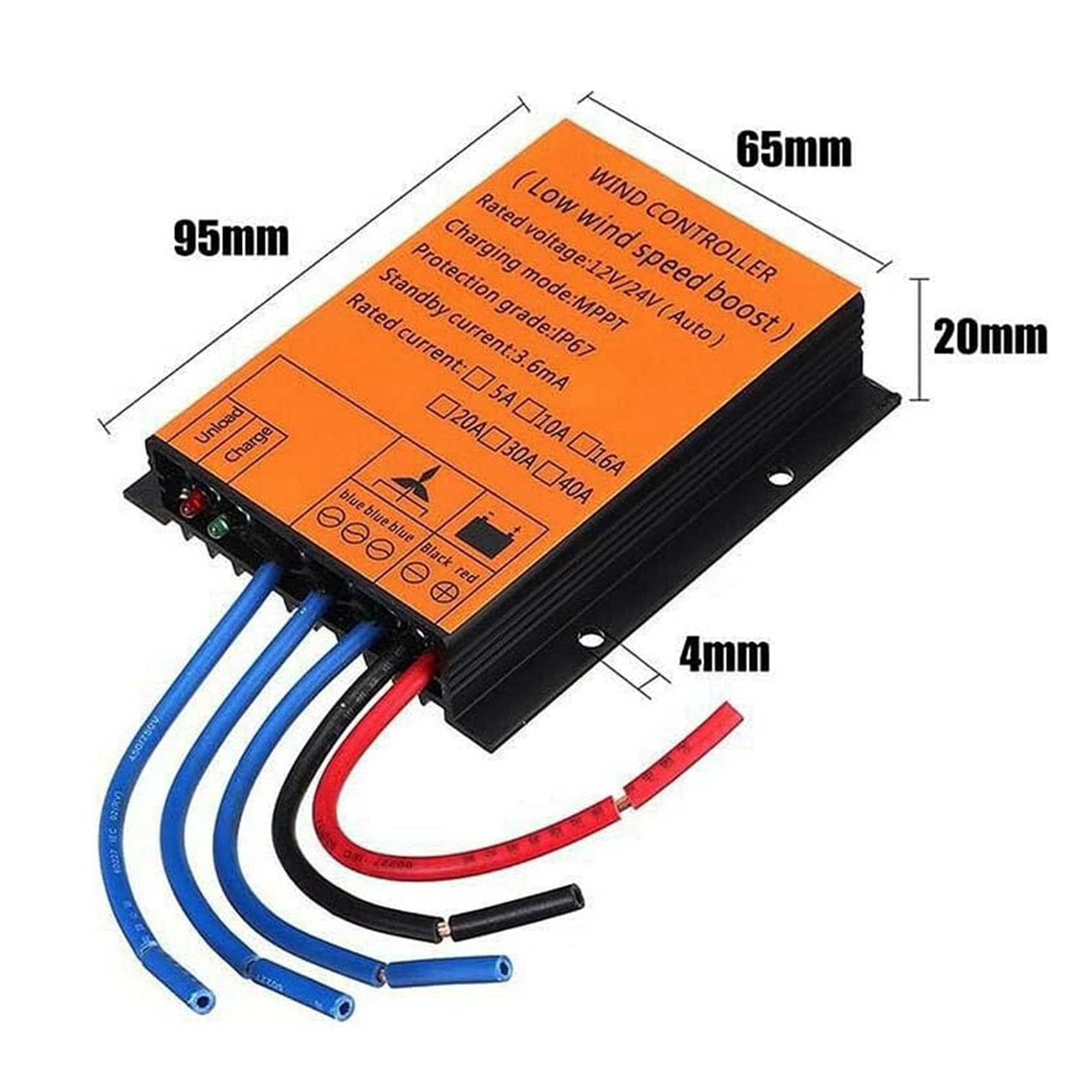 Kontroler ładowania MPPT 9000W 12V 24V AUTO 48V, regulator napięcia przy niskiej prędkości wiatru, wodoodporny kontroler wiatrowy do generatora wiatrowego (żółty),Yellow,220V