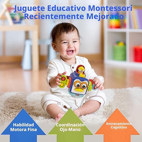 Miniatura 2 de Juguetes Montessori para niños de 1 año, juguetes sensoriales para niños de 1 a 3, actividades de viaje para bebés, cubo de tablero ocupado, Azul