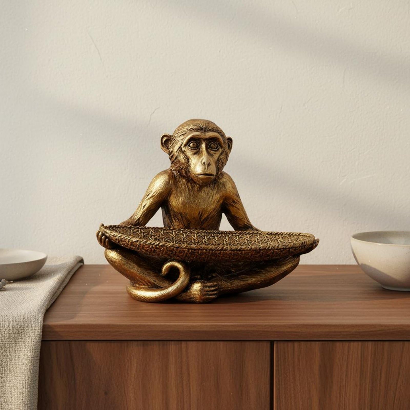 Bandeja Mono Decorativa Joyero Organizador Centro de Mesa Frutero con Silueta Lúdica y Figura Artística Esculpida para Guardar Pequeños Objetos y