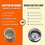 CHEERFUL GOAT Ceramic Water Bottle for Coffee,Protein Powder,Milkshake 25OZ | Ceramic Lined Stainless Steel Coffee Thermos, Leak-Proof Lid, Dishwasher Safe for Gym, Hiking, Camping,Sports Travel Bottle