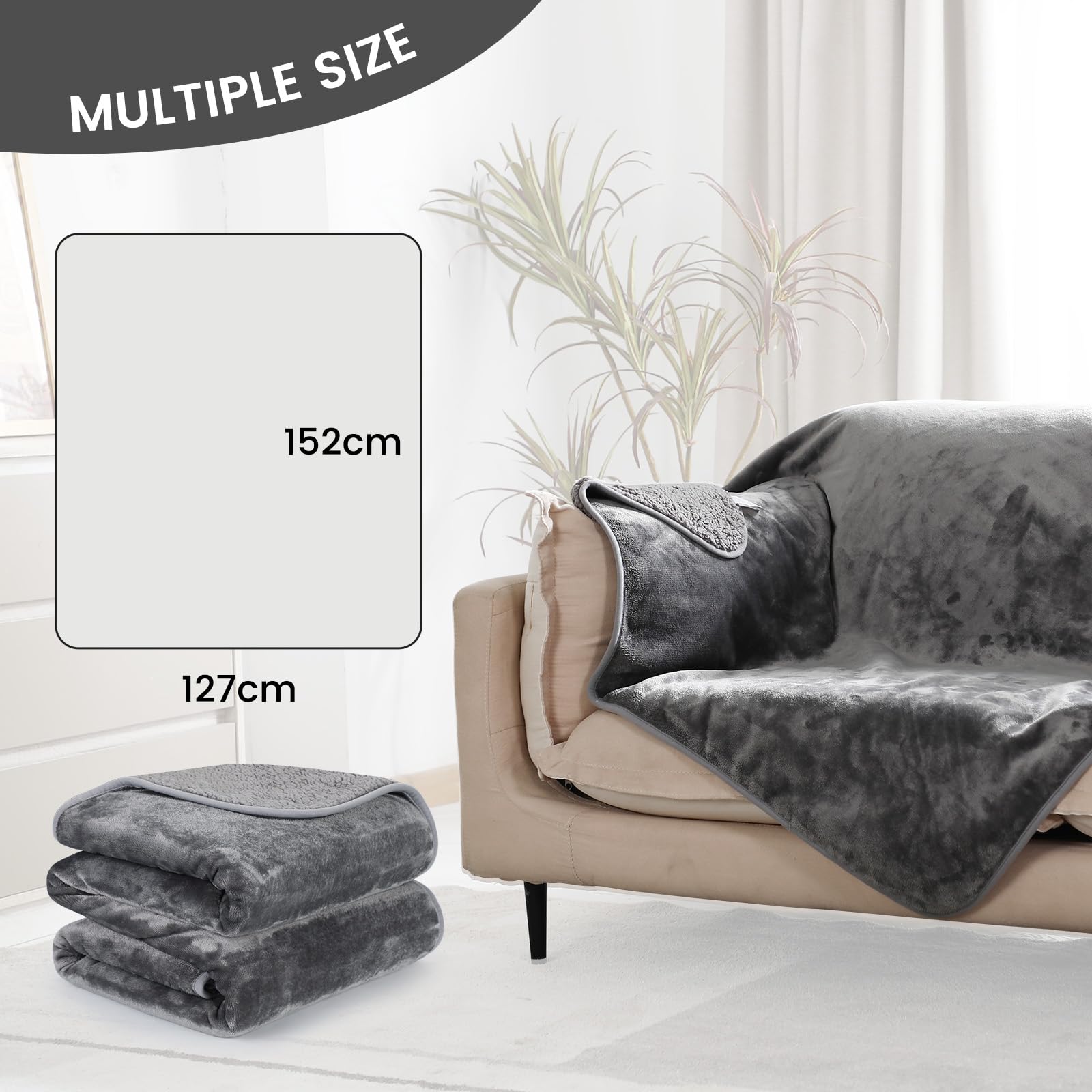 HAPPY HACHI Coperta Impermeabile per Cani, Coperta per Gatti Lavabile Soffice Durevole Divano Letto Doppia Faccia Flanella Termica Coperta per Gatto Animali Domestici 150 * 127CM