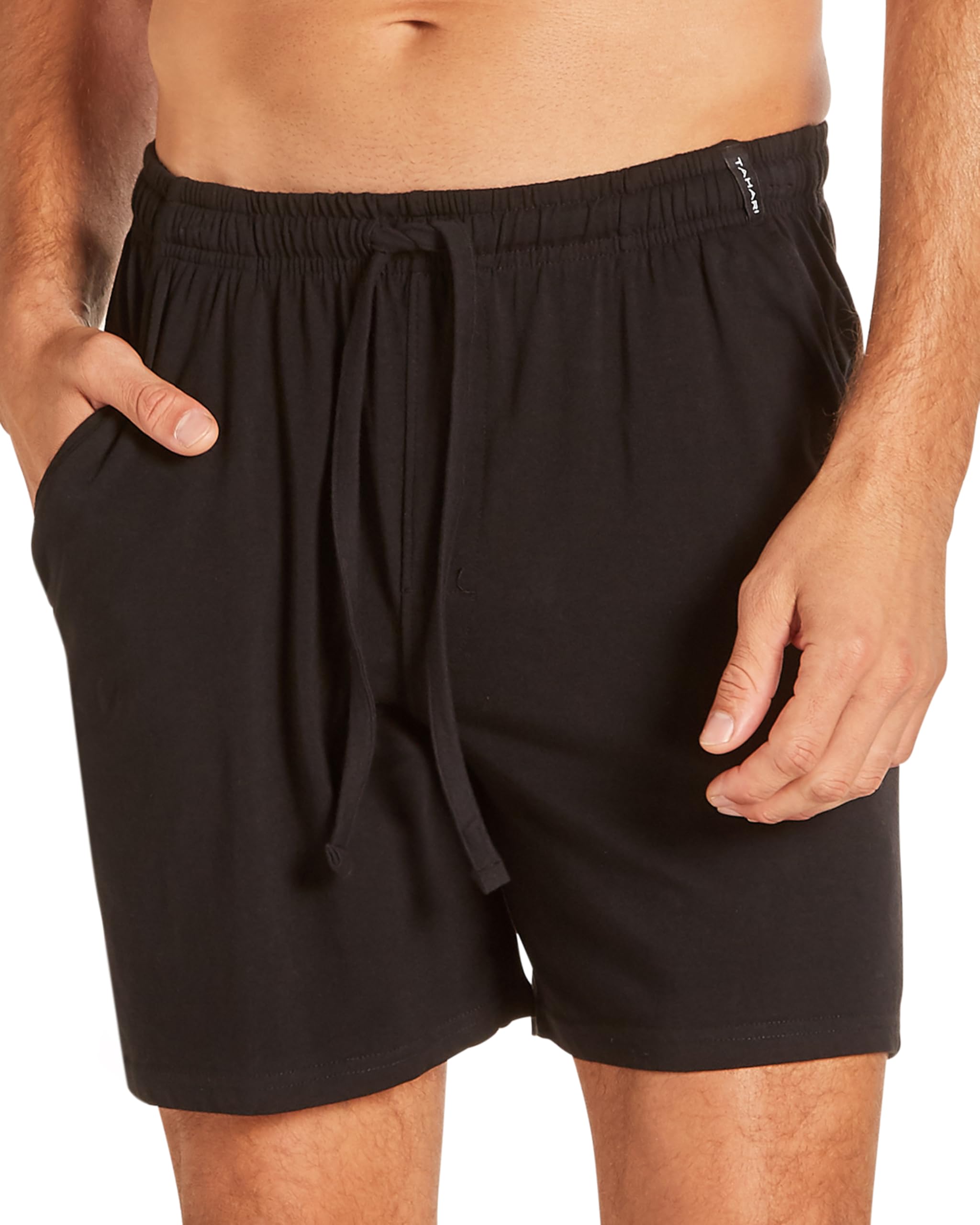 TAHARI Men's The Ultimate Comfort Sleep Pajama Short for Men – Soft Cotton Relaxed Fit Lounge Shorts (Black, Large)